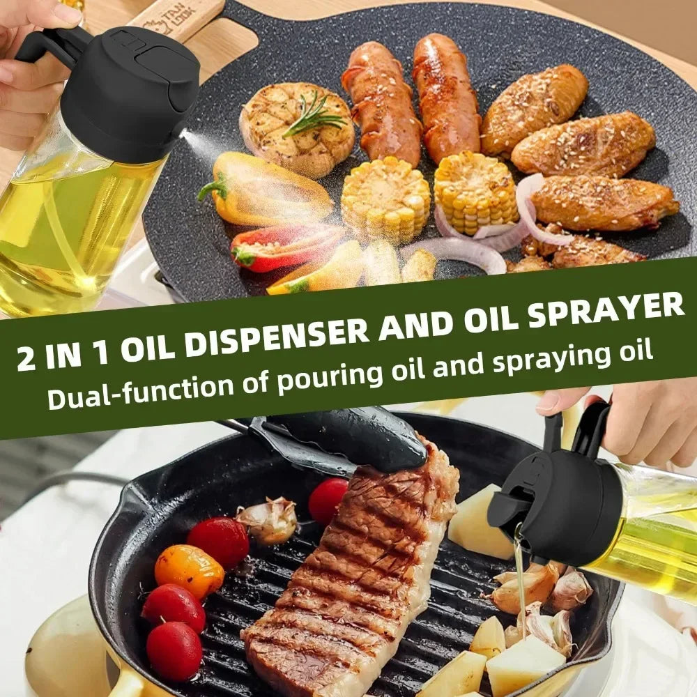 "Electrochic™ 2In1 Olive Oil Dispenser – 500Ml Spray Bottle For Cooking & BBQ In Pakistan."