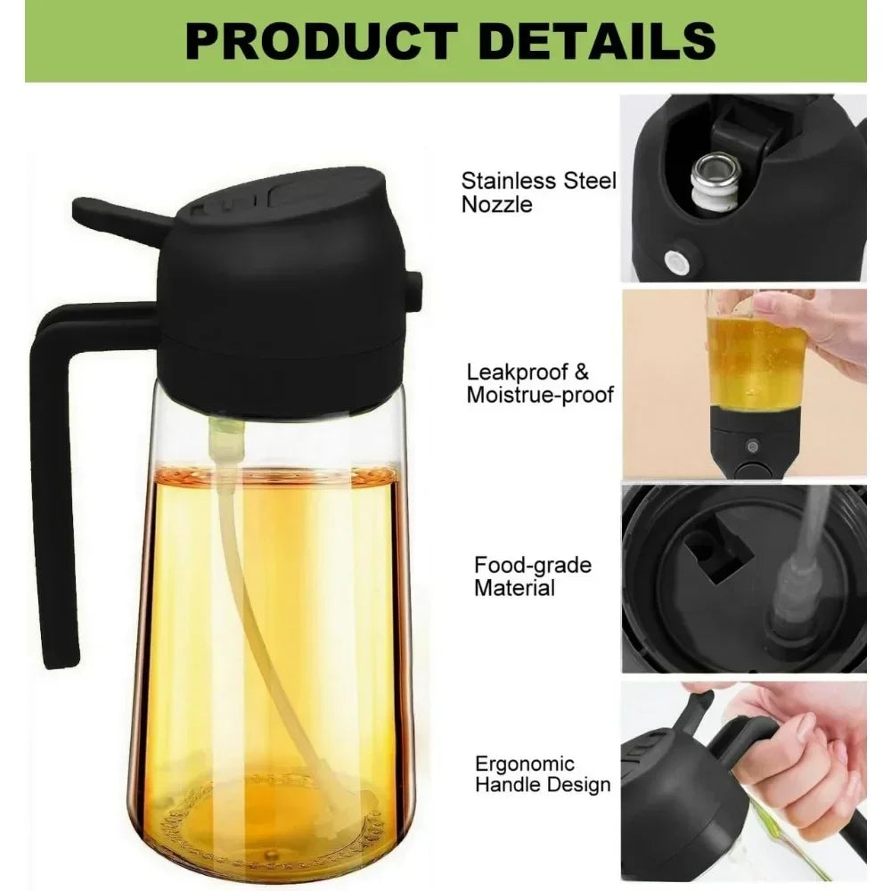 "Electrochic™ 2In1 Olive Oil Dispenser – 500Ml Spray Bottle For Cooking & BBQ In Pakistan."
